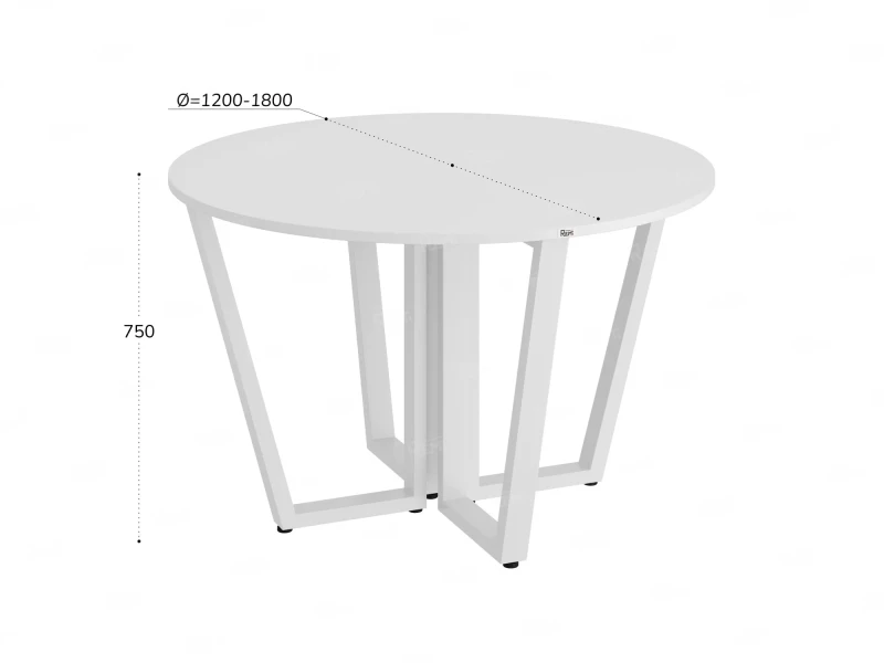 Круглый стол на U-образных опорах 1800x1800x750 RM188-18x18 Белый/Белый