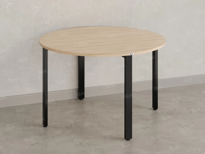 Круглый стол на П-образных опорах 1500x1500x750 RM186-15x15 Вяз Швейцарский светлый/Черный