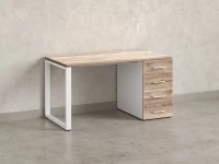 Стол прямой с тумбой на О-образных опоре, правый 1800x700x750 RM105-18x7 Дуб Маувелла/Белый