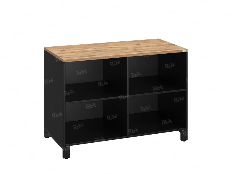 Стеллаж низкий, 4 ячейки 1200х600х850 RM145-12x6 Дуб Юстус/Черный