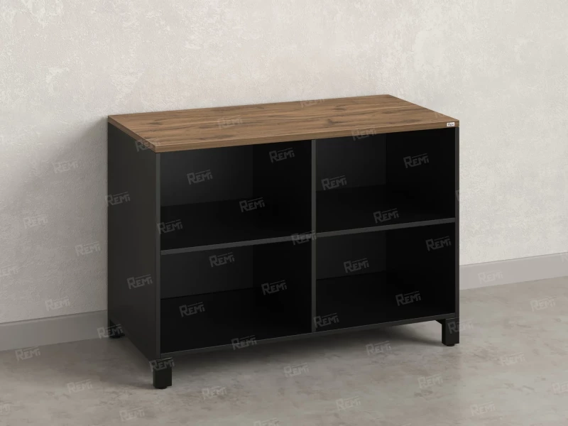 Стеллаж низкий, 4 ячейки 1200х600х850 RM145-12x6 Дуб Юстус/Черный