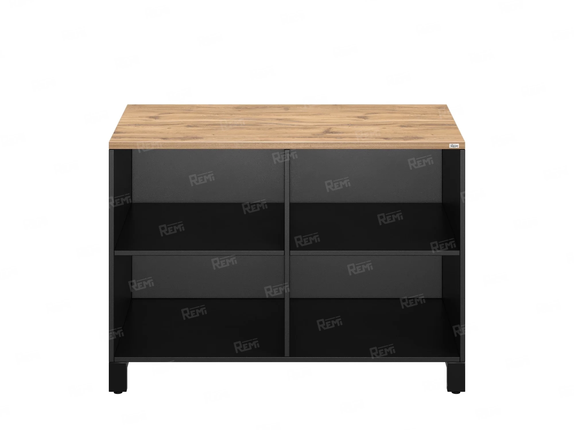 Стеллаж низкий, 4 ячейки 1200х600х850 RM145-12x6 Дуб Юстус/Черный