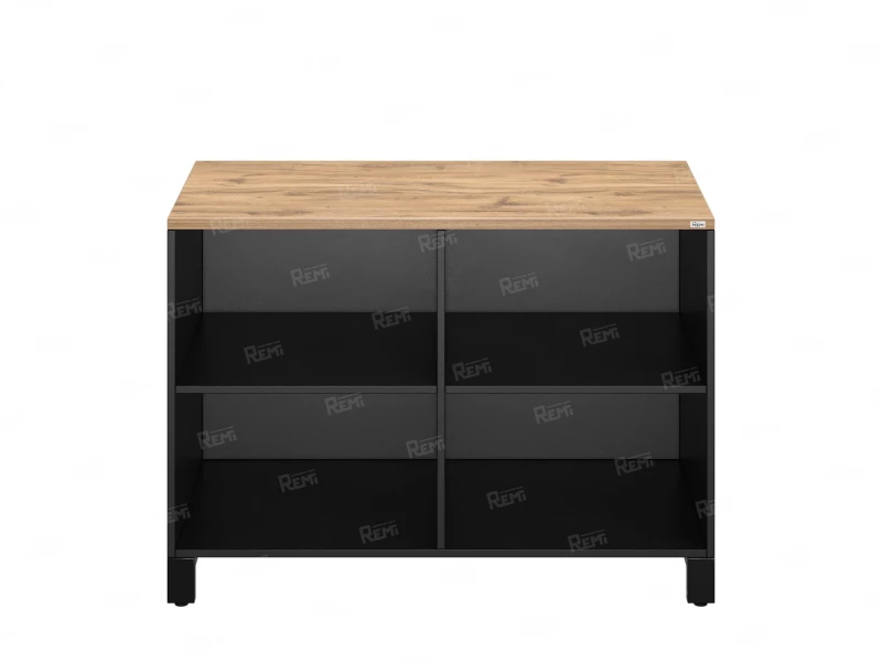 Стеллаж низкий, 4 ячейки 1200х600х850 RM145-12x6 Дуб Юстус/Черный