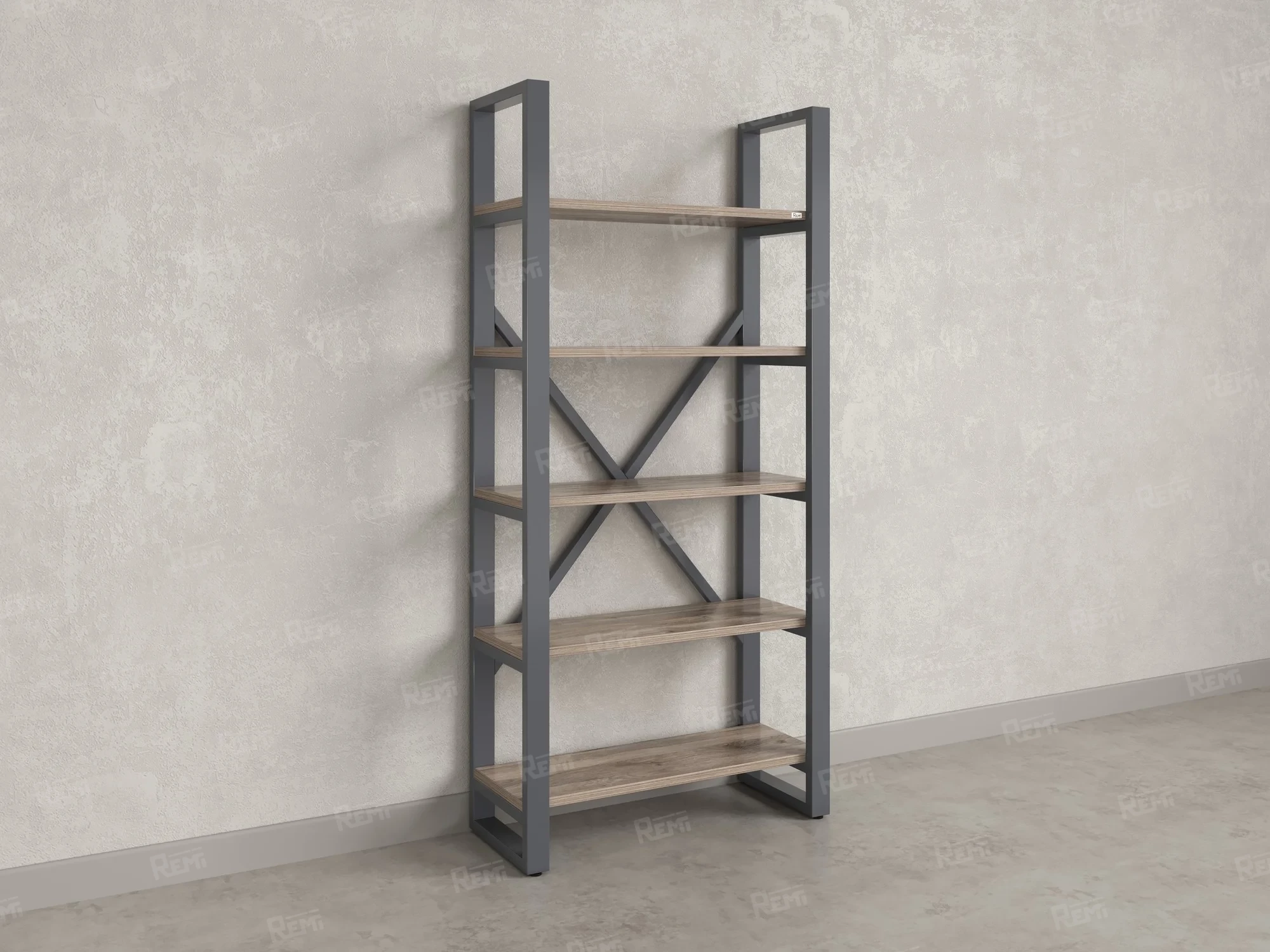 Стеллаж, 5 уровней 900x370x1920 RM130-90x37 Дуб Маувелла/Серый