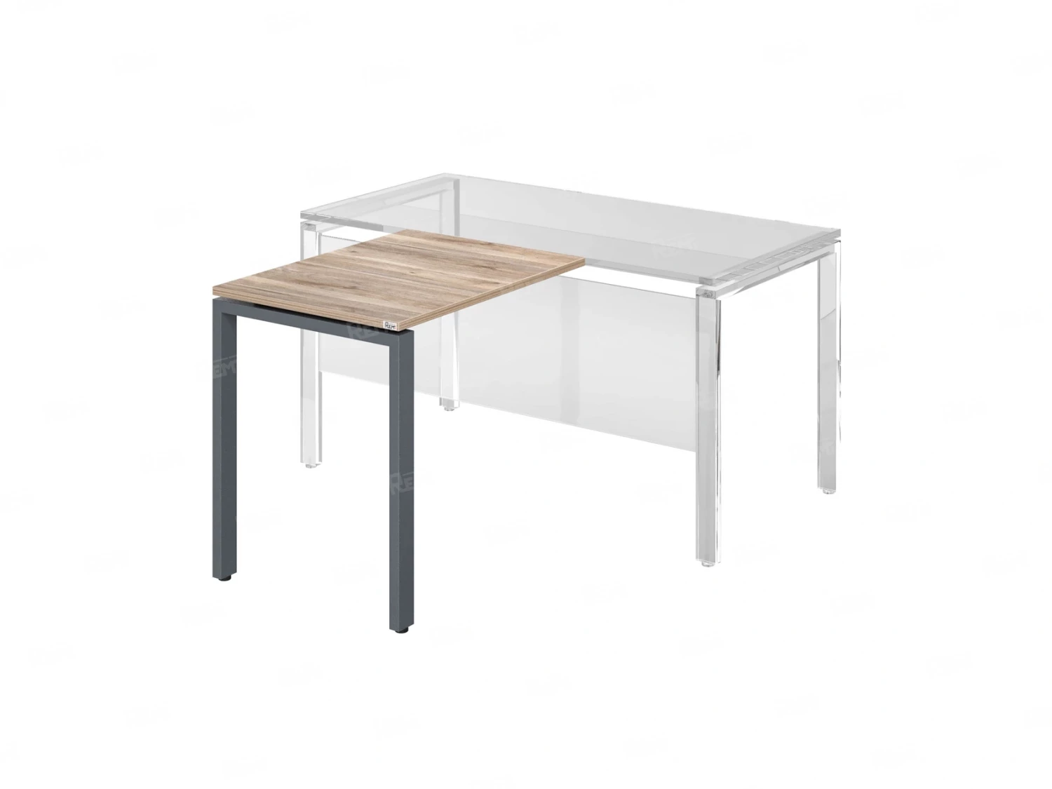 Брифинг прямой, с парящей столешнецей, на П-образном каркасе 900x700x750 RM070-9x7 Дуб Маувелла/Серый