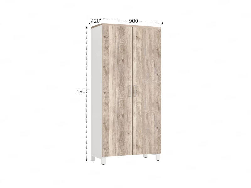 Шкаф распашной, 5 уровней 900x420x1900 RM152-90x41 Дуб Маувелла/Белый