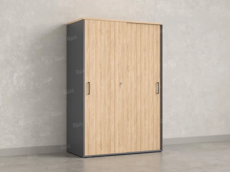 Шкаф-купе, регулируемые опоры, штанга, 1 полка 1200x600x1800 RM164-90x60 Вяз Швейцарский светлый/Серый