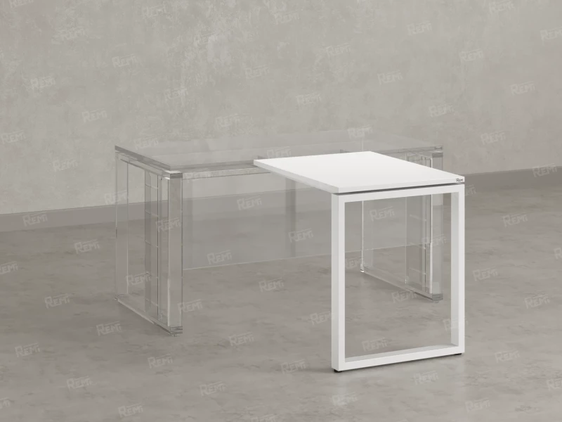 Брифинг прямой, с парящей столешнецей, на О-образном каркасе 1000x700x750 RM072-10x7 Белый/Белый