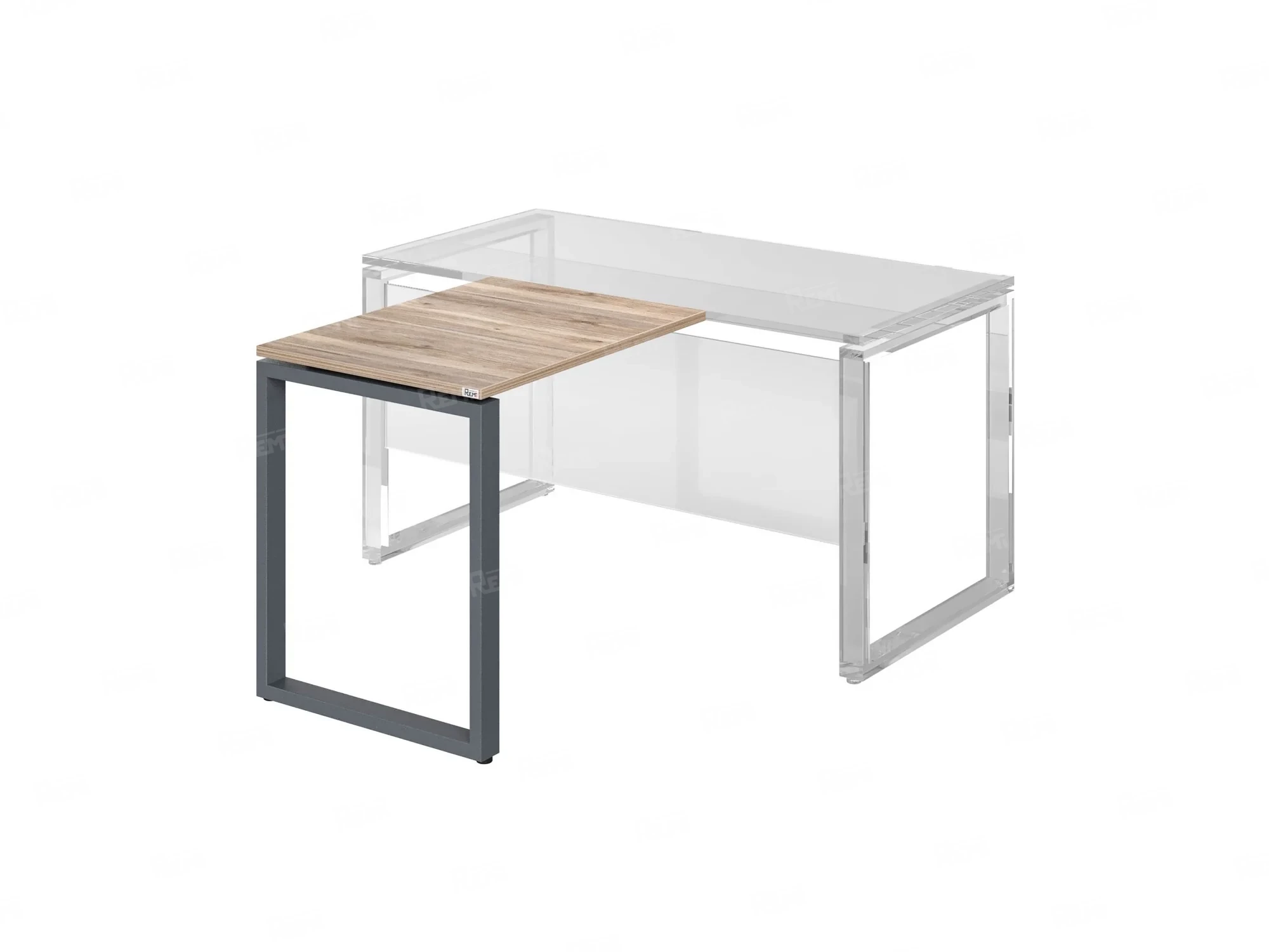 Брифинг прямой, с парящей столешнецей, на О-образном каркасе 1600x700x750 RM072-16x7 Дуб Маувелла/Серый