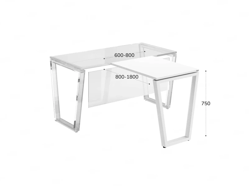 Брифинг прямой, с парящей столешнецей, на U-образном каркасе 800x600x750 RM074-8x6 Белый/Белый