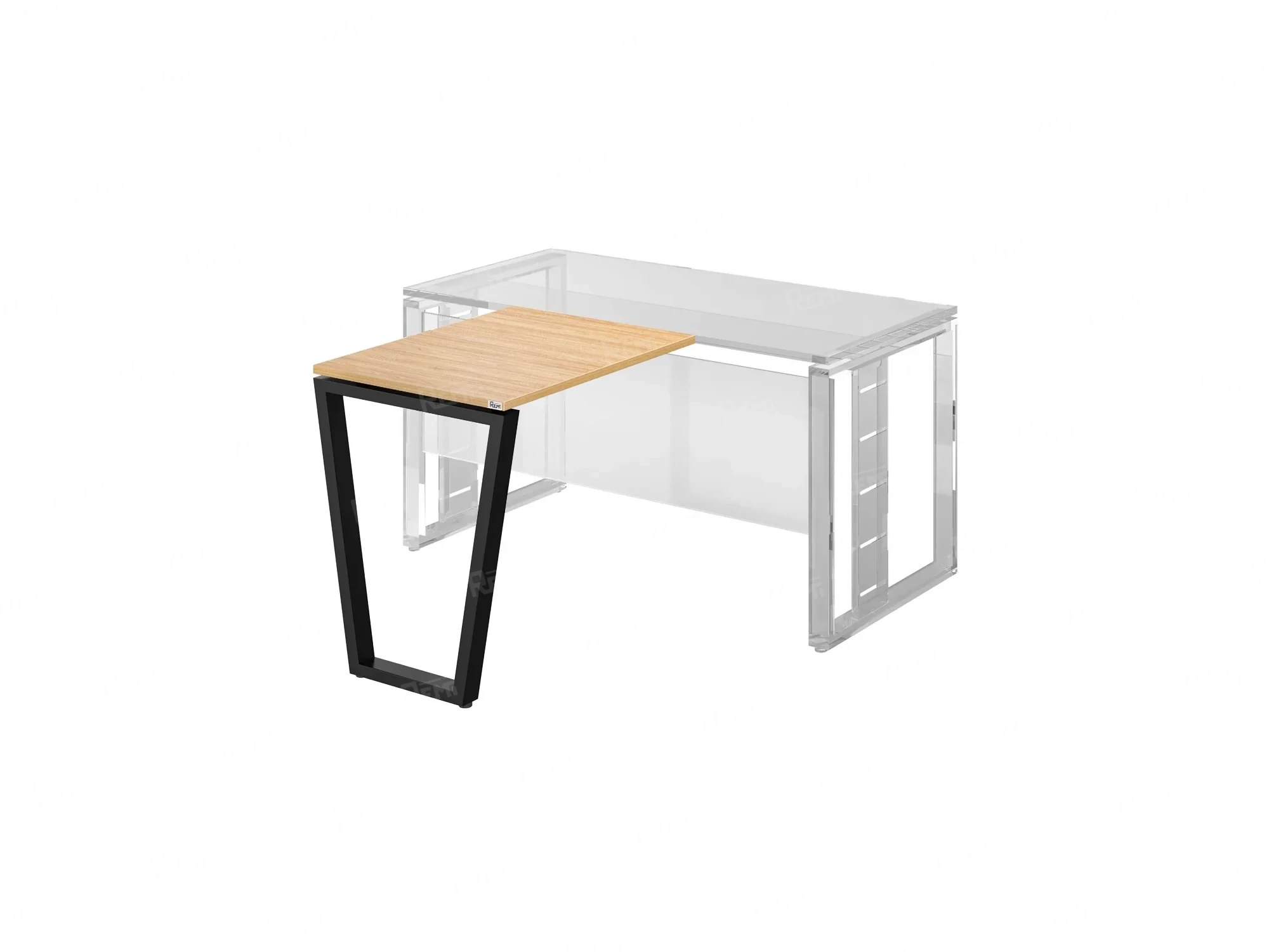Брифинг прямой, с парящей столешнецей, на U-образном каркасе 1000x700x750 RM074-10x7 Вяз Швейцарский светлый/Черный