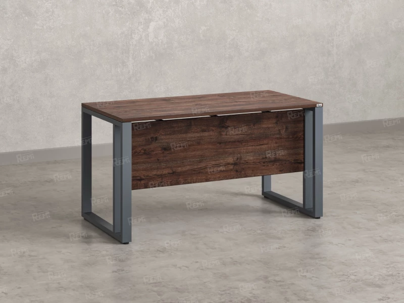 Стол прямой на О-образных опорах с экраном ЛДСП 1000x800x750 RM041-10x8 Дуб Апрельский шоколад/Серый