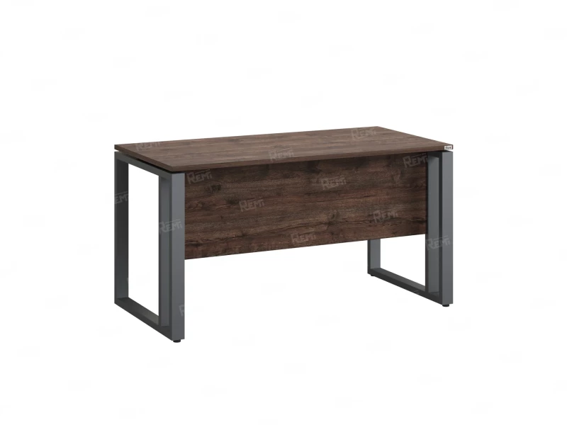 Стол прямой на О-образных опорах с экраном ЛДСП 1000x800x750 RM041-10x8 Дуб Апрельский шоколад/Серый