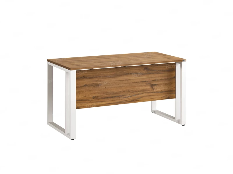 Стол прямой на О-образных опорах с экраном ЛДСП 1400x800x750 RM041-14x8 Юстус/Белый