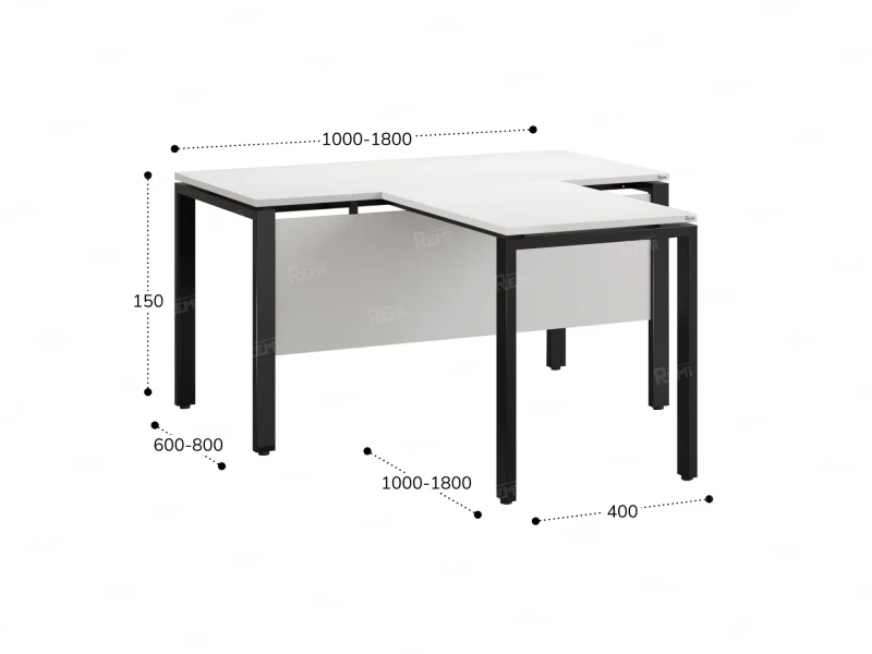 Стол с брифингом с парящей столешницей на П-образных опорах с экраном ЛДСП RM043-10x6 1000x1600x750 Белый/Черный