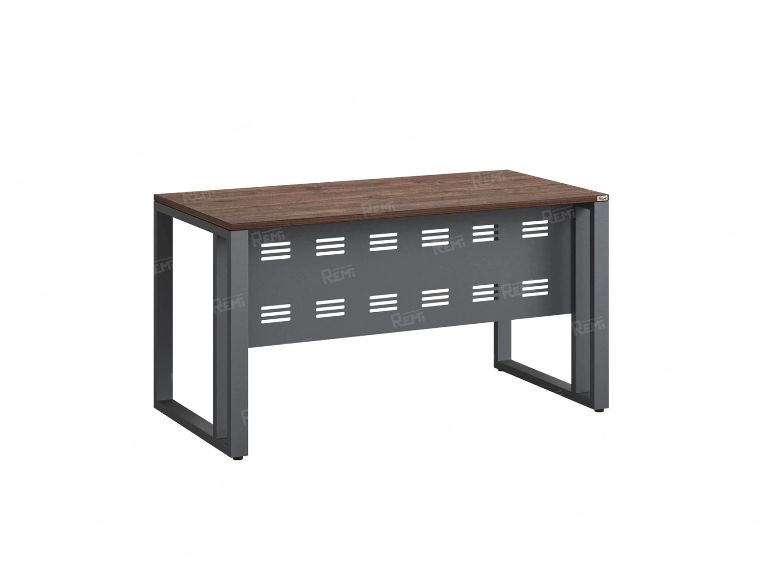 Стол прямой на О-образных опорах с металлическим экраном 1200x700x750 RM042-12x7 Дуб Апрельский шоколад/Серый