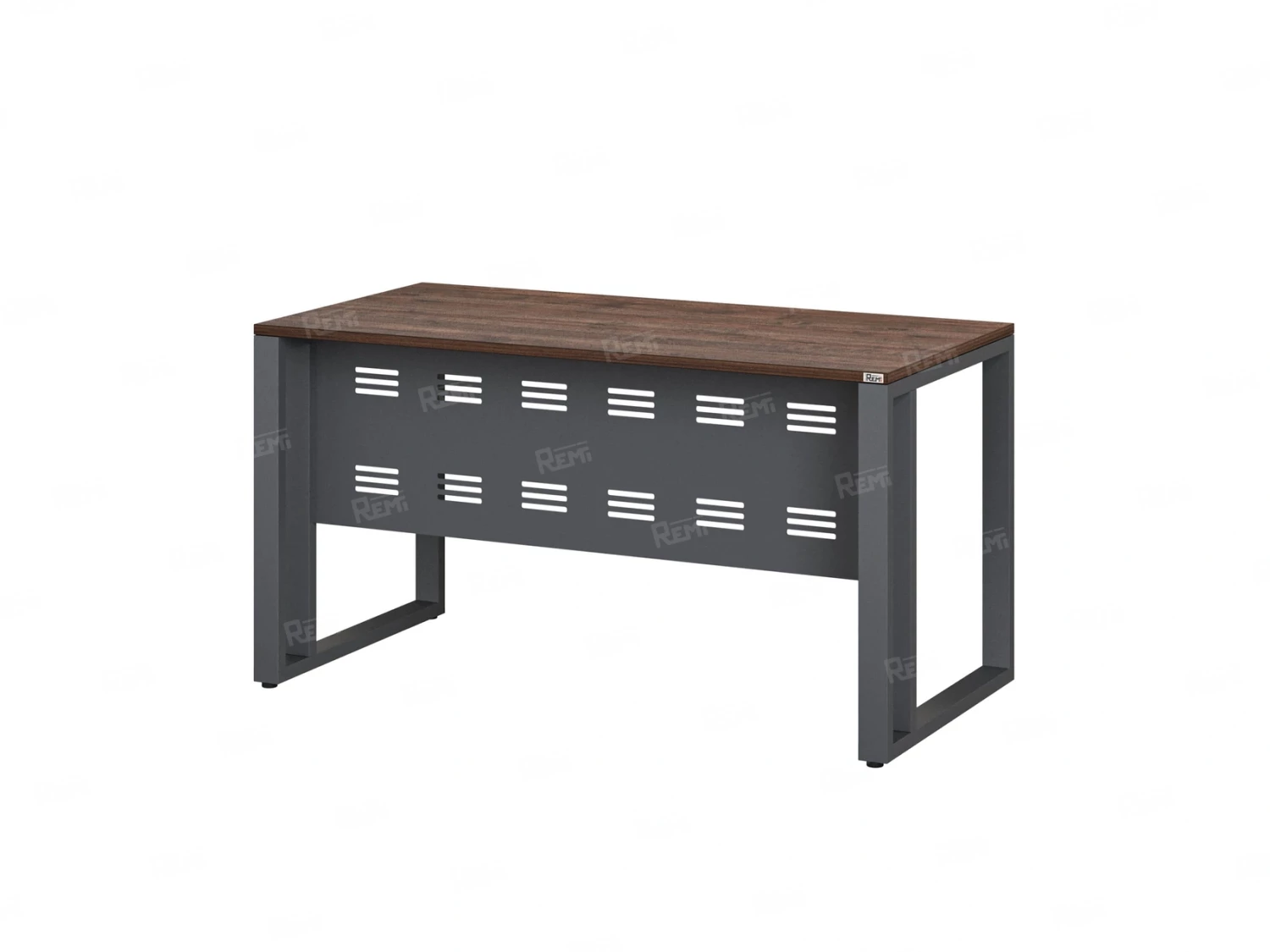 Стол прямой на О-образных опорах с металлическим экраном 1200x700x750 RM042-12x7 Дуб Апрельский шоколад/Серый