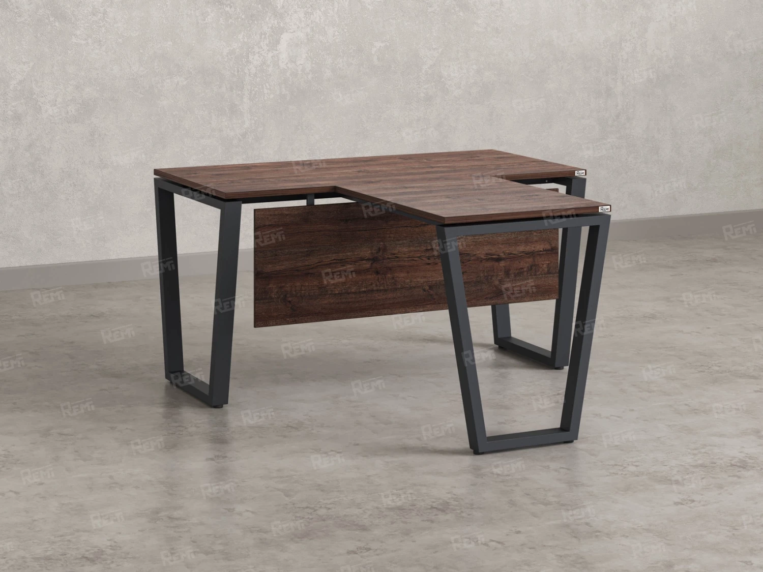 Стол с брифингом с парящей столешницей на U-образных опорах с экраном ЛДСП RM047-12x6 1200x1800x750 Дуб Апрельский шоколад/Серый