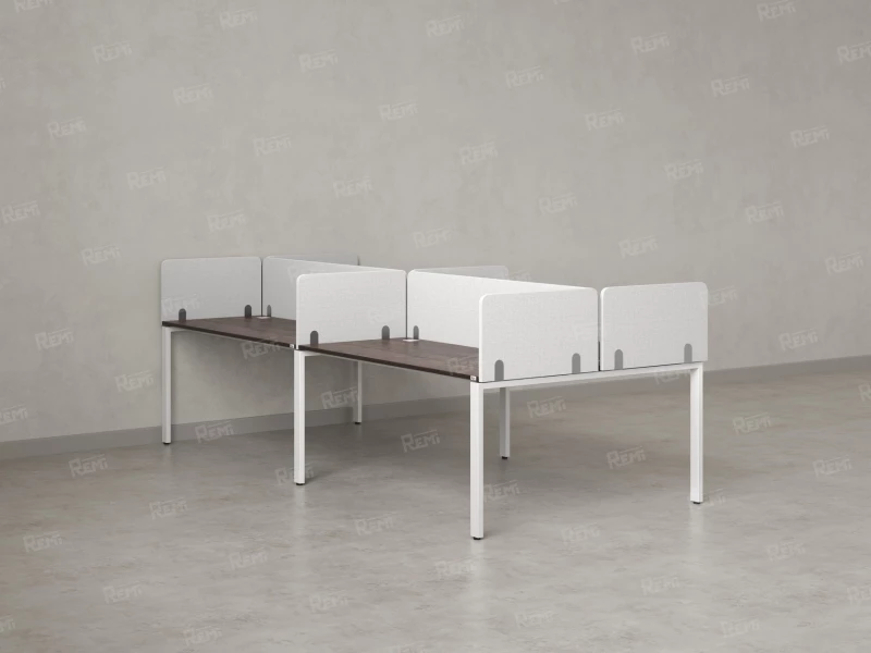 Бенч-система, 4 рабочих места, на П-образных опорах, 8 тканевых экранов 2400x1200x750 RM166-1-12x12 Дуб Апрельский шоколад/Белый