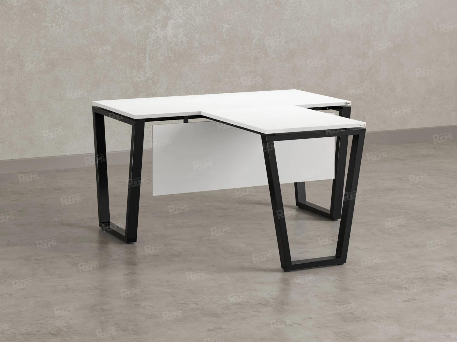 Стол с брифингом с парящей столешницей на U-образных опорах с экраном ЛДСП RM047-16x7 1600x2300x750 Белый/Черный