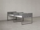 Бенч-система, 4 рабочих места, на О-образных опорах, 8 тканевых экранов 2000x1200x750 RM170-1-10x12 Белый/Серый