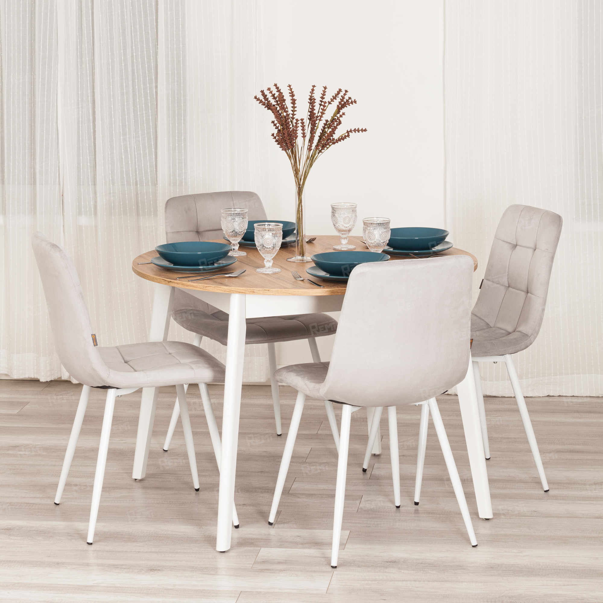 Стул CHILLY (mod. JSC-220) Светло-серый/Белый, Велюр (арт. 24967)