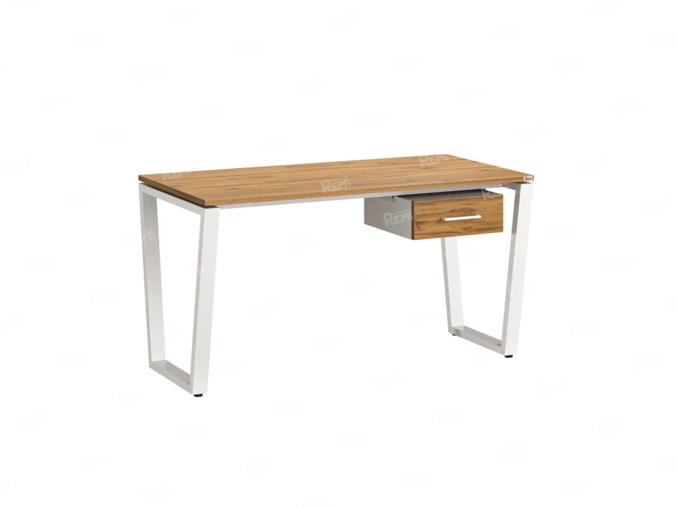 Стол прямой с подвесной тумбой, U-опора 1800x700x750 RM034-18x7 Дуб Юстус/Белый