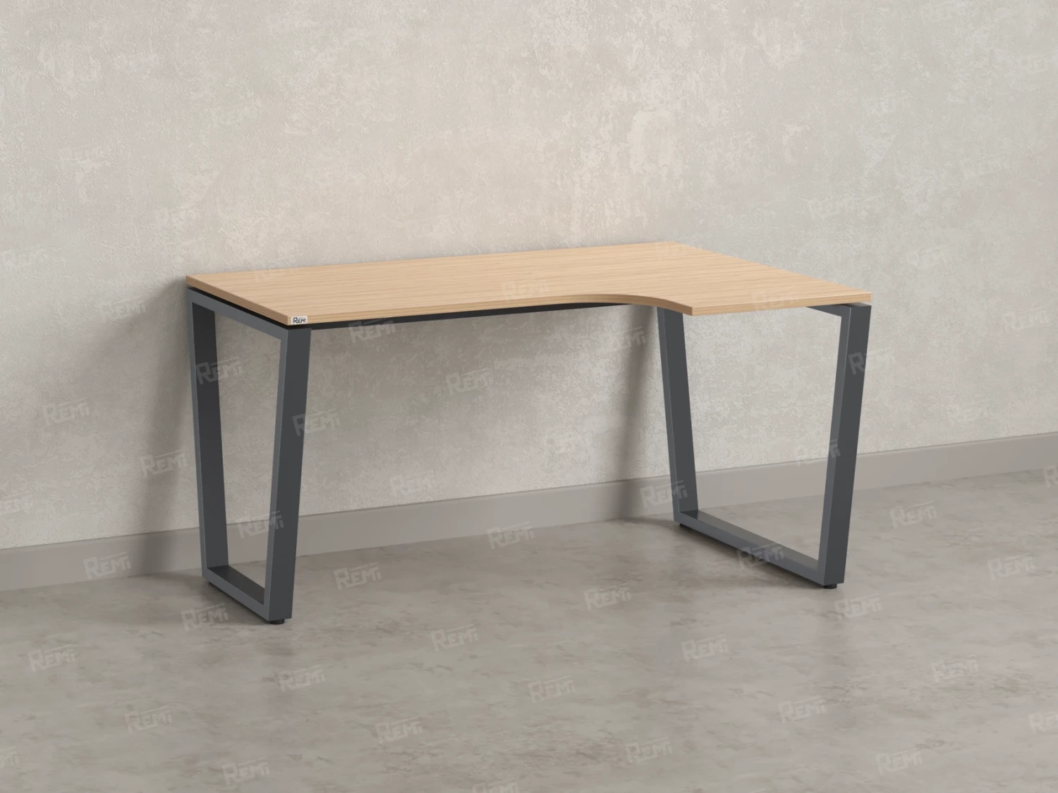 Стол угловой, U-опора, правый 1800x600/900x750, RM050-18x6-9 Вяз Швейцарский светлый/Серый