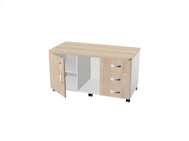 BRL RB034-110х56 Сервисная тумба для копировальной техники 1100х560х740 Акация/Белый