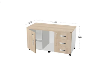Сервисная тумба для копировальной техники 1100х560х740 RB034-110х56 Акация/Белый