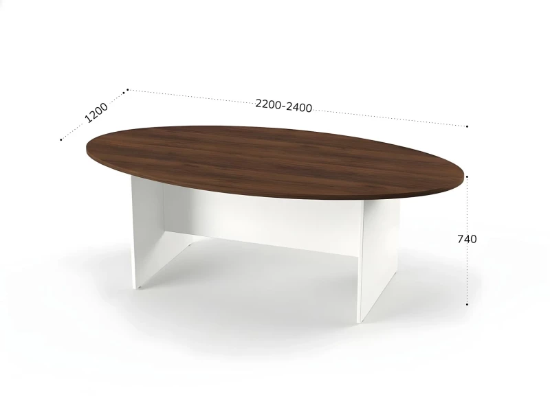 BRL RB007-240х120 Конференц-стол овальный 2400х1200х740 Орех Вармия/Белый