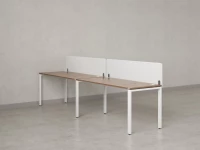 Бенч-система в 1 ряд, 2 рабочих места 2 тканевых экранов 2000x700x750 RM167-3-20x7 Дуб Юстус/Белый