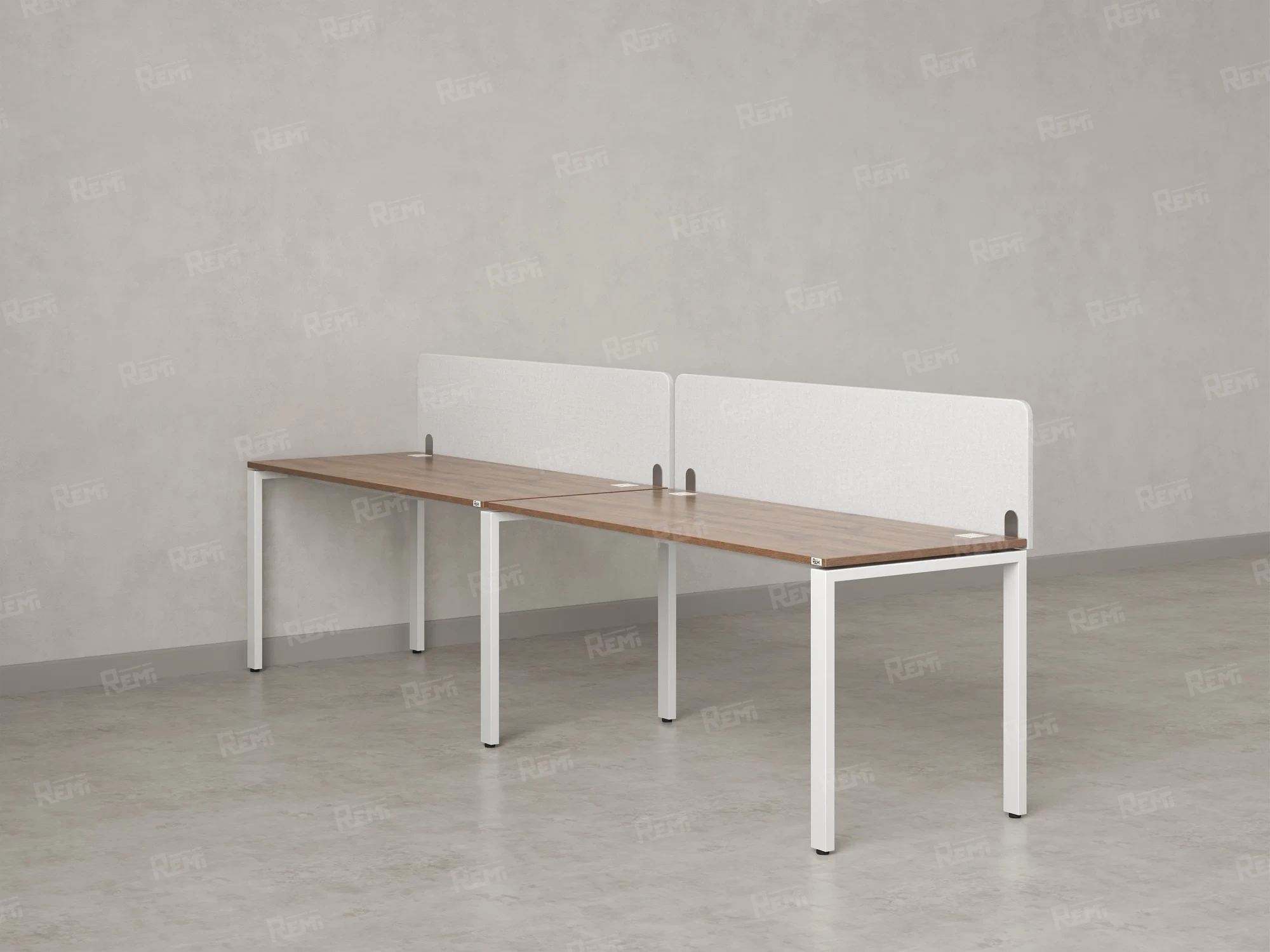 Бенч-система в 1 ряд, 2 рабочих места 2 тканевых экранов 2000x700x750 RM167-3-20x7 Дуб Юстус/Белый