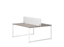 Бенч-система, 2 рабочих места, с одним тканевым экраном 1200x1400x750 RM169-1-12x14 Дуб Маувелла/Белый