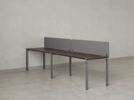 Бенч-система в 1 ряд, 2 рабочих места 2 тканевых экранов 2700x800x750 RM167-3-27x8 Дуб Апрельский шоколад/Серый