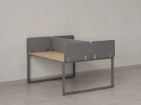 Бенч-система, 2 рабочих места, 5 тканевых экранов 1000x1400x750 RM169-3-10x14 Вяз Швейцарский светлый/Серый