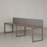 Бенч-система в 1 ряд, 2 рабочих места 2 тканевых экранов 2000x700x750 RM168-3-20x7 Дуб Юстус/Серый