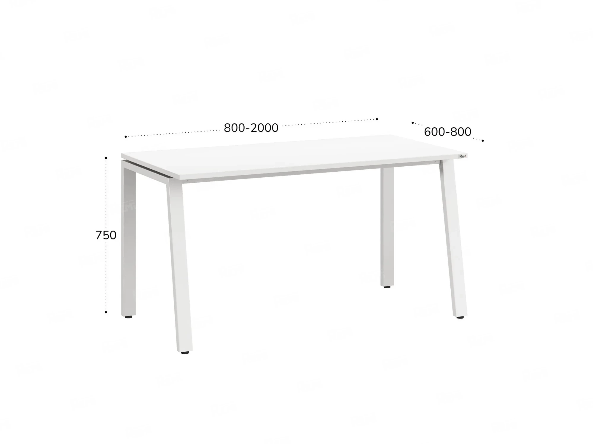 Стол прямой на Л-образных опорах 1200x800x750 RM004-12x8 Белый/Белый