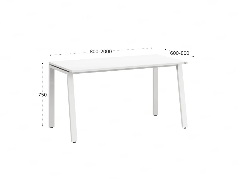 Стол прямой на Л-образных опорах 1200x800x750 RM004-12x8 Белый/Белый