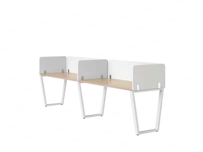 Бенч-система в 1 ряд, 2 рабочих места 5 тканевых экранов 2400x800x750 RM174-1-24x8 Вяз Швейцарский светлый/Белый