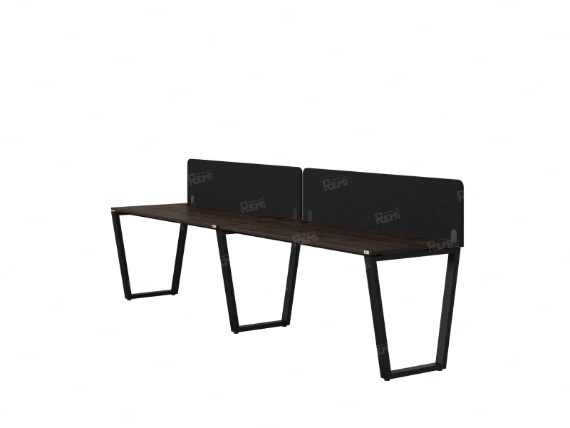 Бенч-система в 1 ряд, 2 рабочих места 2 тканевых экранов 2700x800x750 RM174-3-27x8 Дуб Апрельский шоколад/Черный