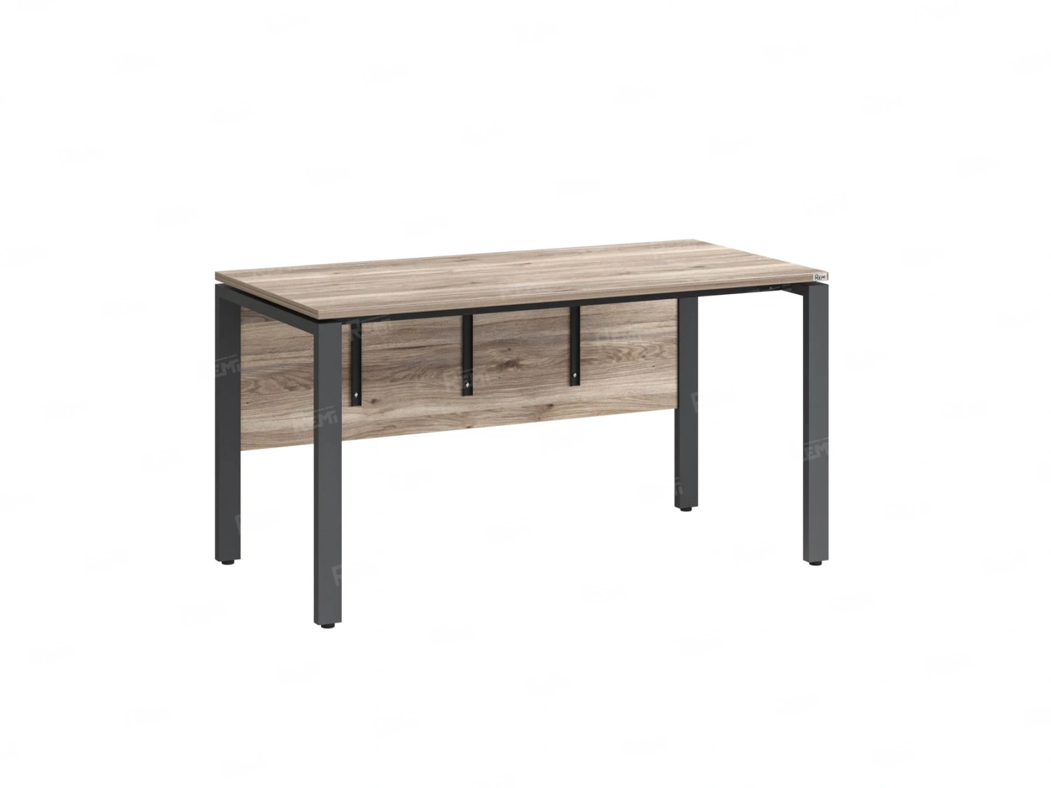 Стол прямой, П-опоры, экран ЛДСП,парящая стол-ца 1200x800x750 RM007-12x8 Дуб Маувелла/Серый