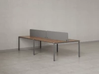 Бенч-система, 4 рабочих места, на П-образных опорах, 2 тканевых экранов 2000x1400x750 RM166-3-10x14 Дуб Юстус/Серый