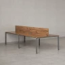 Бенч-система, 4 рабочих места, на П-образных опорах, 2 ЛДСП экранов 1400x1200x750 RM166-4-14x12 Дуб Юстус/Серый