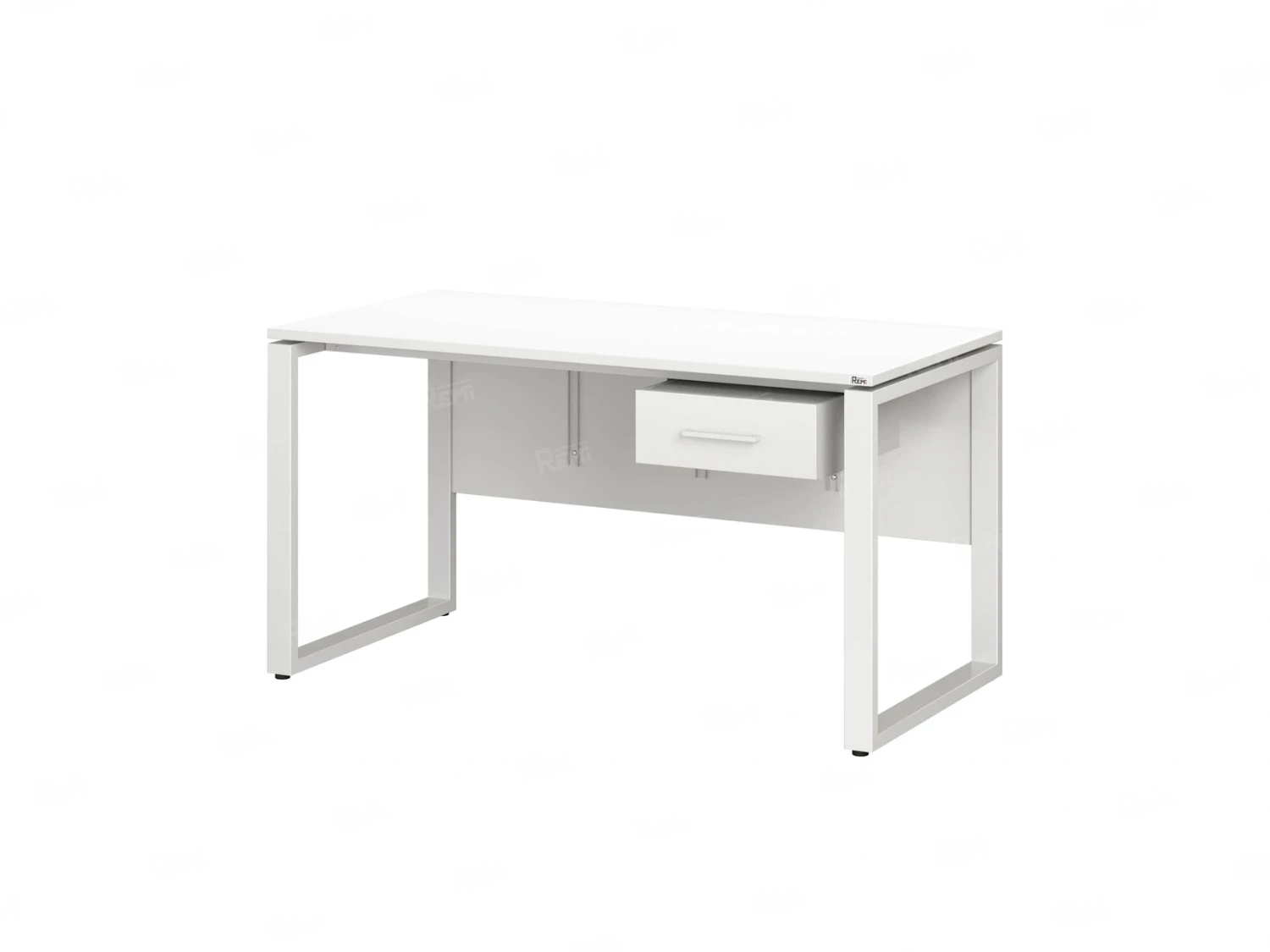 Стол прямой, подвесная тумба, ЛДСП экран, О-опора 1600x700x750 RM032-16x7 Белый/Белый