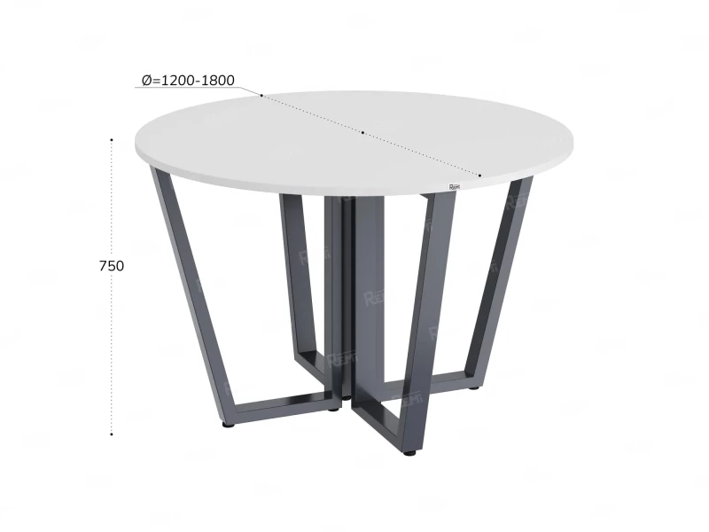 Круглый стол на U-образных опорах 1800x1800x750 RM188-18x18 Белый/Серый