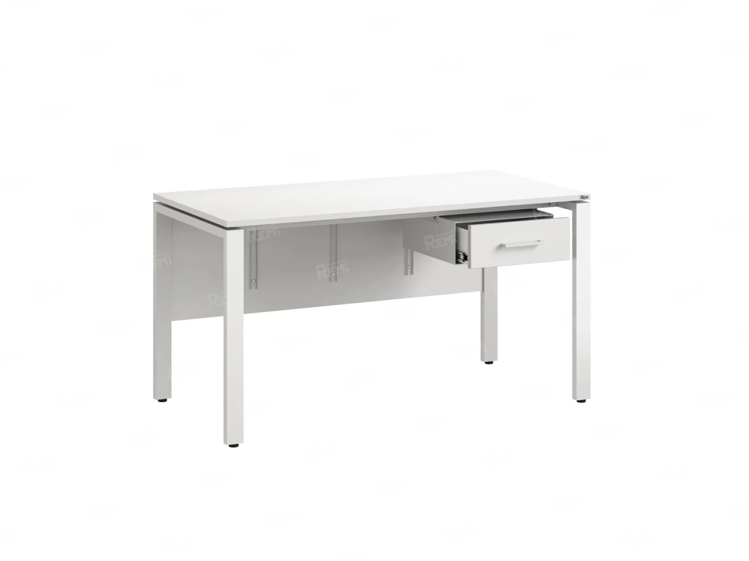 Стол прямой, подвесная тумба, ЛДСП экран, П-опора 2000x800x750 RM030-20x8 Белый/Белый