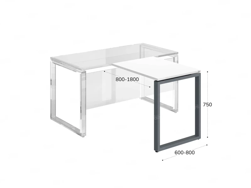 Брифинг прямой, с парящей столешнецей, на П-образном каркасе 1400x600x750 RM070-14x6 Белый/Серый