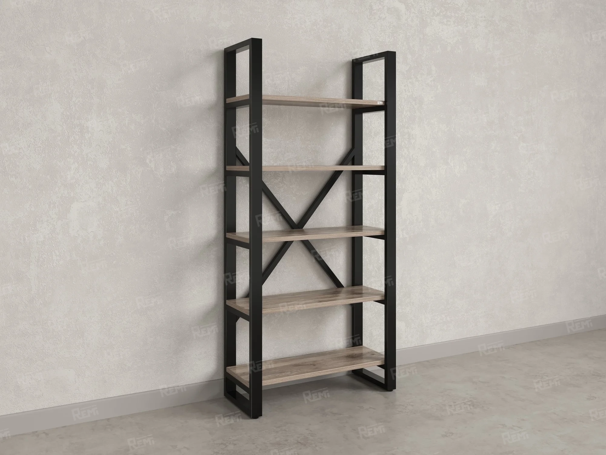 Стеллаж, 5 уровней 900x370x1920 RM130-90x37 Дуб Маувелла/Черный