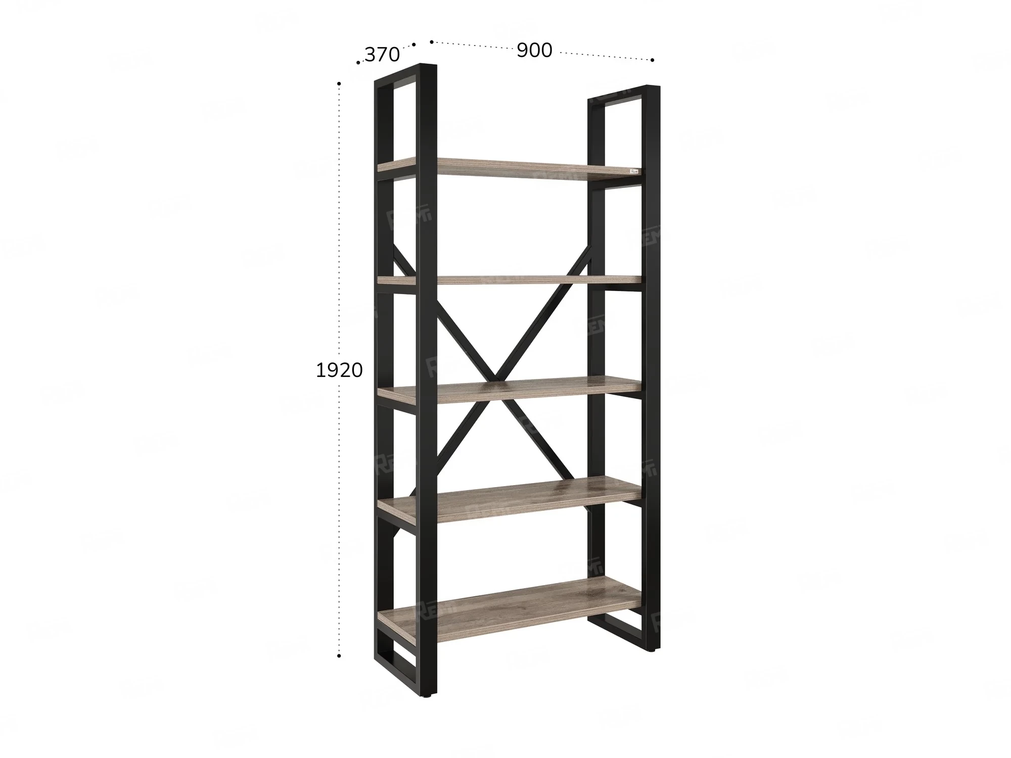 Стеллаж, 5 уровней 900x370x1920 RM130-90x37 Дуб Маувелла/Черный